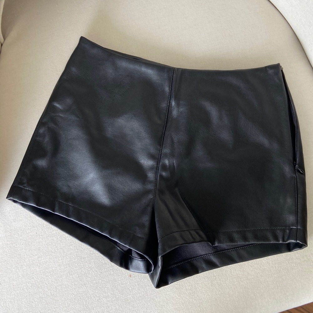 Forever 21 black faux leather shorts